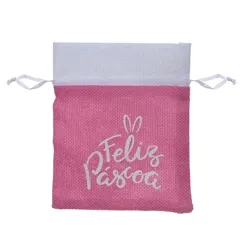 PASCOA EMBALAGEM TECIDO (ROSA) 14X12cm