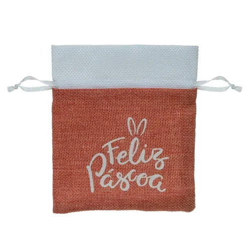 PASCOA EMBALAGEM TECIDO (LARANJA) 14X12cm