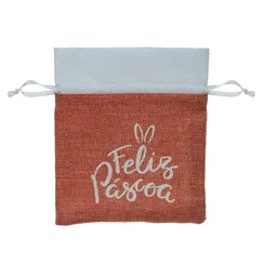 PASCOA EMBALAGEM TECIDO (LARANJA) 14X12cm