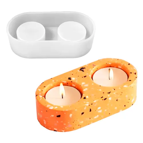 MOLDE DE SILICONE FORMATO PORTA VELAS PEQUENO 2 Espaços