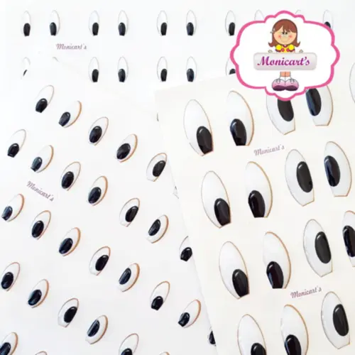 CARTELA RESINADA ADESIVA - OLHO RESINADO ADESIVO - 258-M - CARTELA C/ 42 PARES