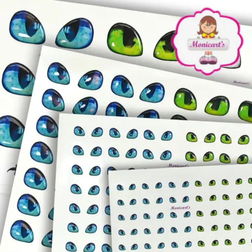 CARTELA RESINADA ADESIVA - OLHO RESINADO ADESIVO - 530-M - CARTELA C/ 35 PARES