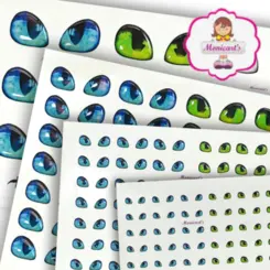 CARTELA RESINADA ADESIVA - OLHO RESINADO ADESIVO - 530-M - CARTELA C/ 35 PARES