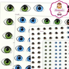 CARTELA RESINADA ADESIVA - OLHO RESINADO ADESIVO - 527-PP - CARTELA C/ 50 PARES