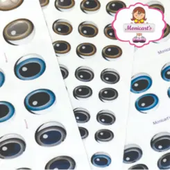 CARTELA RESINADA ADESIVA - OLHO RESINADO ADESIVO - 380B-M - CARTELA C/32 PARES