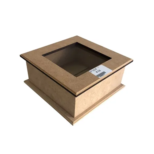 Caixa de Chá C/Vidro - 4 Divisórias - 16x16x6,5cm