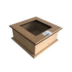 Caixa de Chá C/Vidro - 4 Divisórias - 16x16x6,5cm