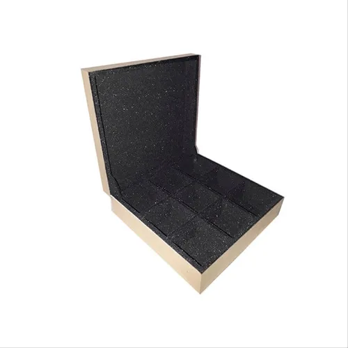 Caixa MDF Flocada Preta - com 9 divisórias - 14x14x5cm