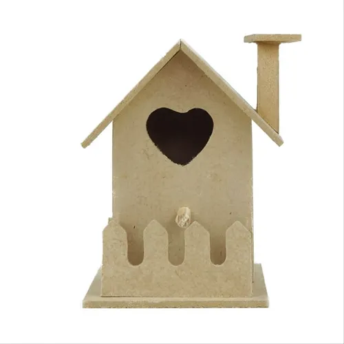Casa de Passarinho em MDF - Mini Coração com Cerca
