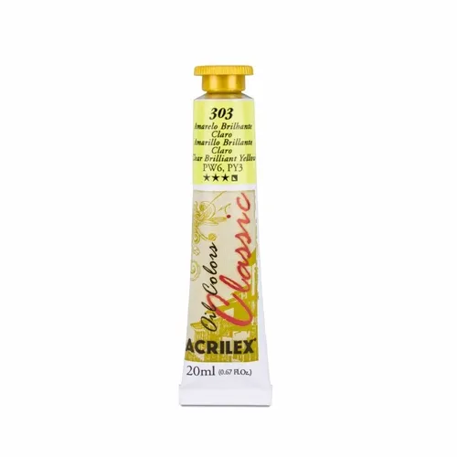 Tinta Óleo - 20ml - Amarelo Brilhante Claro - 303 - Acrilex