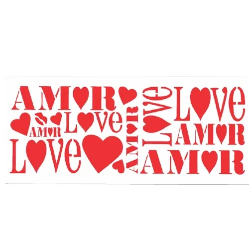 Stencil - 10x30cm - Amor - OPA483 - Opa Criando Arte
