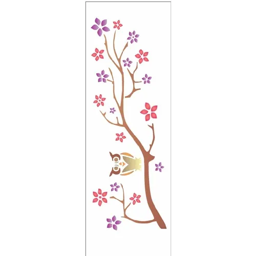 Stencil - 10x30cm - Coruja no Galho - OPA964 - Opa Criando Arte