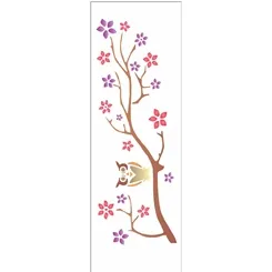 Stencil - 10x30cm - Coruja no Galho - OPA964 - Opa Criando Arte