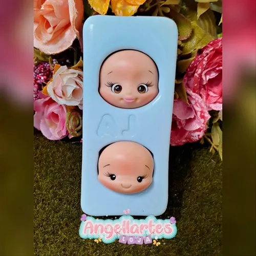 Molde Silicone - Biscuit - Cabecinhas Mini - Angellartes