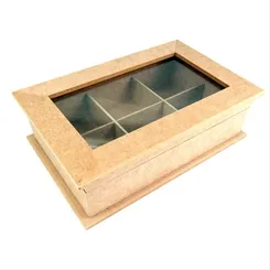 Caixa MDF Chá 6 Divisórias com Vidro - REF.85 - 29x18x9cm