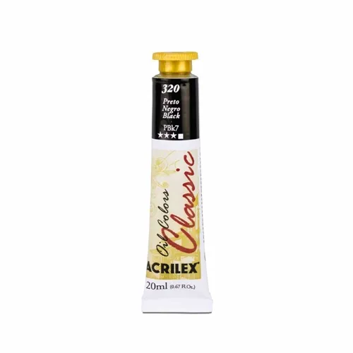 Tinta Óleo - 20ml - Preto - 320 - Acrilex