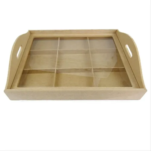 Cesta Retangular Divisórias C/Vidro - P - 20x30cm