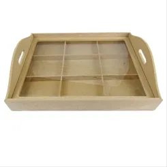 Cesta Retangular Divisórias C/Vidro - P - 20x30cm