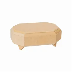 Caixa Russa Oitavada Tupiada Retangular c/ Pé - Pequena MDF - 19,5X15,5X7cm
