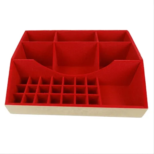 Caixa Maquiagem Flocada Vermelho -  32x24x9,5cm