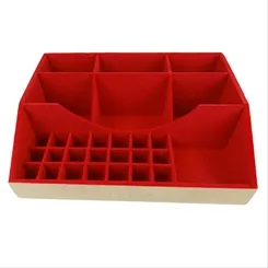 Caixa Maquiagem Flocada Vermelho -  32x24x9,5cm