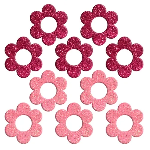 Aplique Adesivo Glitter - Vermelho e Rosa Neon - 5cm - 10 unidades - Make+