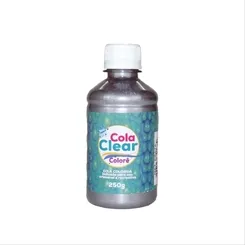 Cola Clear Metalica - 250g - Prata - Glitter
