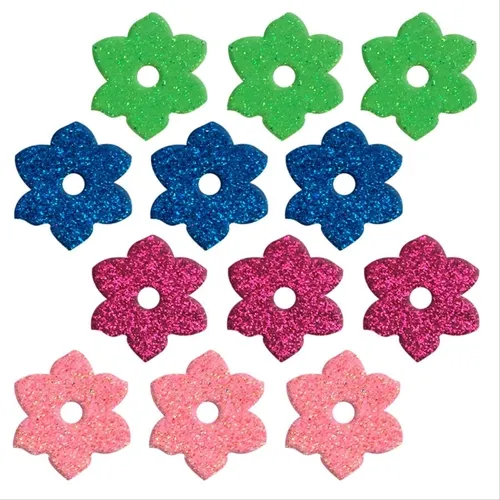 Aplique Adesivo Glitter Colors - 3cm - Florzinha - 12 unidades - Make+