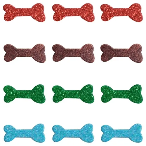 Aplique Adesivo Glitter Colors - 4cm - Ossinhos - 12 unidades - Make+