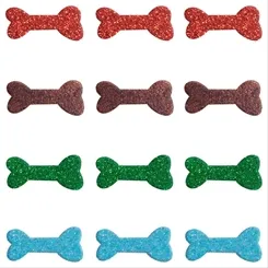 Aplique Adesivo Glitter Colors - 4cm - Ossinhos - 12 unidades - Make+