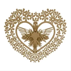 Coração divino c/3 Peças - 20x22cm