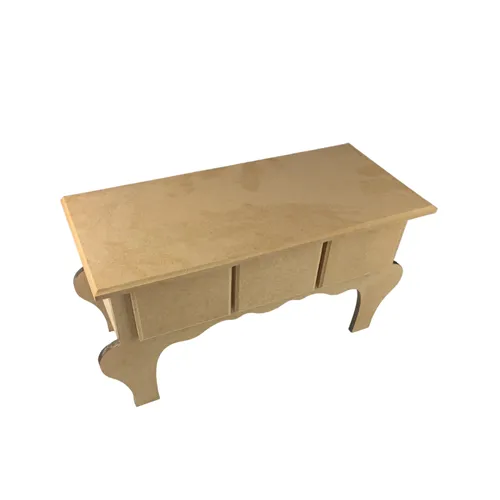Comoda MDF de Mesa 3 Gavetas Pé Trabalhado - REF.1935