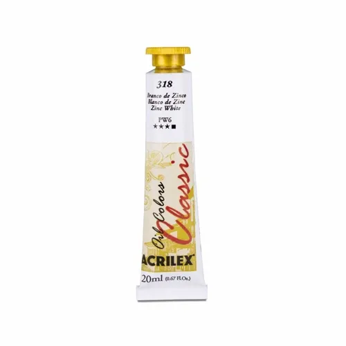 Tinta Óleo - 20ml - Branco de Zinco - 318 - Acrilex