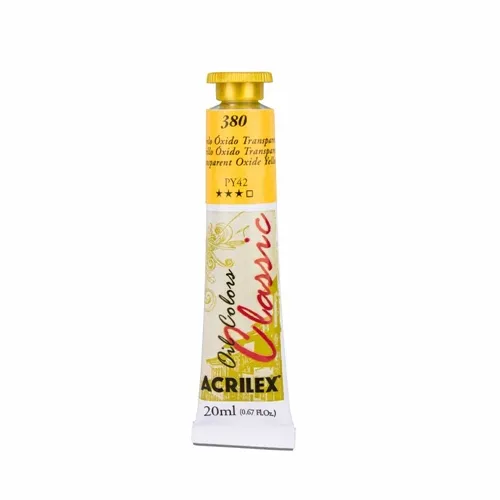 Tinta Óleo - 20ml - Amarelo Óxido Transparente - 380 - Acrilex