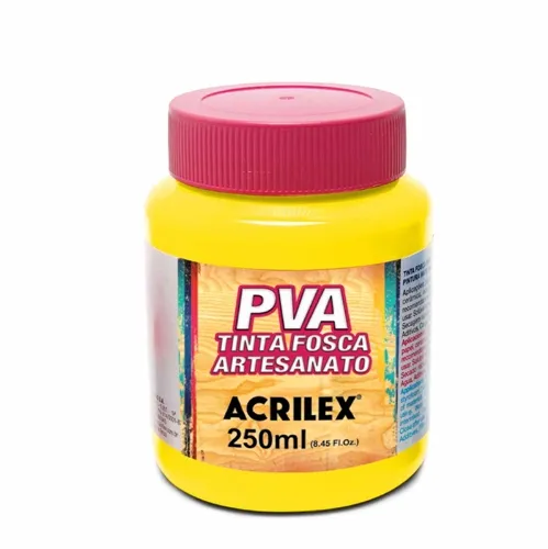 Tinta Plástica PVA - 250ml - Amarelo Limão - 504 - Acrilex