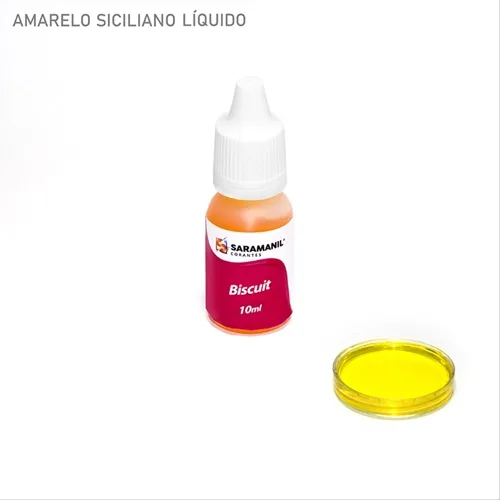 Corante Líquido para Biscuit - 85.001 - Amarelo Siciliano 10ml - Saramanil