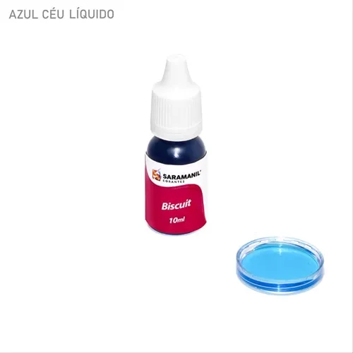 Corante Líquido para Biscuit - 85.014 - Azul Céu 10ml - Saramanil