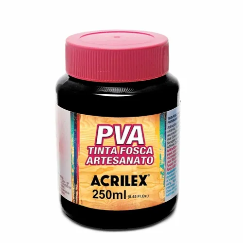 Tinta Plástica PVA - 250ml - Preto - 520 - Acrilex
