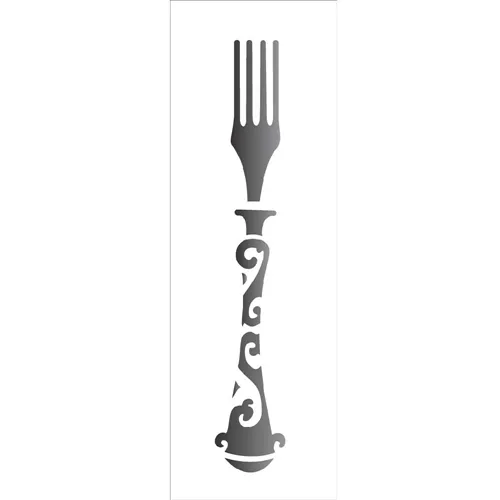 Stencil - 10x30cm - Talher Garfo - OPA1469 - Opa Criando Arte