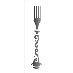 Stencil - 10x30cm - Talher Garfo - OPA1469 - Opa Criando Arte