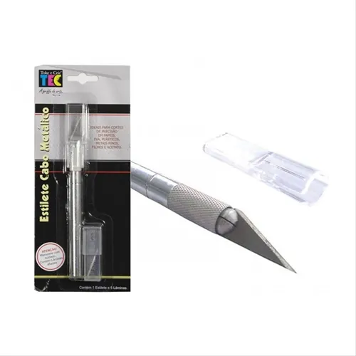 Estilete c/ Cabo Metálico - 5 Laminas - 829 - Toke e Crie