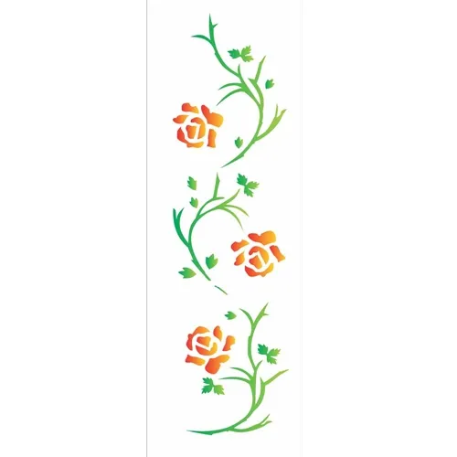 Stencil - 10x30cm - Flores Rosas - OPA339 - Opa Criando Arte