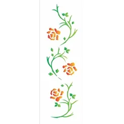 Stencil - 10x30cm - Flores Rosas - OPA339 - Opa Criando Arte