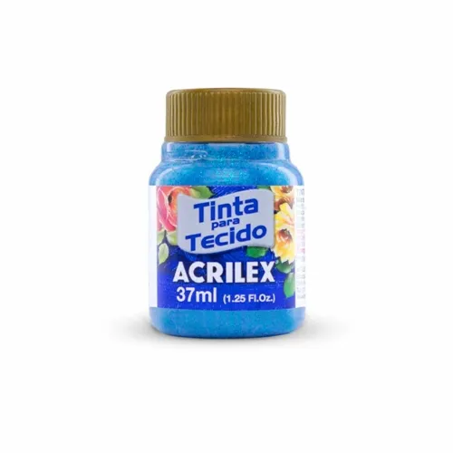 Tinta Tecido Glitter - 37ml - 204 - Azul - Acrilex