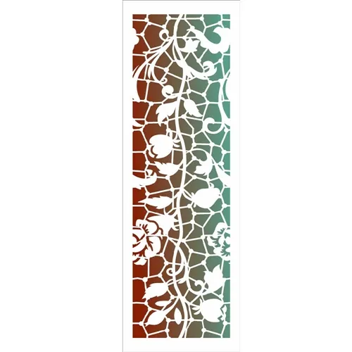 Stencil - 10x30cm - Flores Rosas Vitral - OPA2913 - Opa Criando Arte