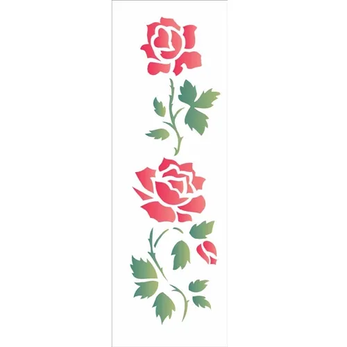 Stencil - 10x30cm - Flores Rosas II - OPA1036 - Opa Criando Arte