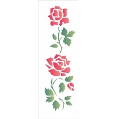 Stencil - 10x30cm - Flores Rosas II - OPA1036 - Opa Criando Arte