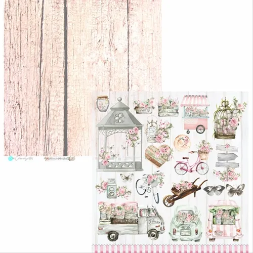 FOLHA PARA SCRAPBOOK - FLOWER MARKET - FLO01 - CAR