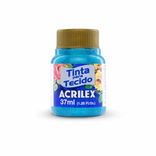 Tinta Tecido Glitter - 37ml - Azul Turquesa - 211 - Acrilex