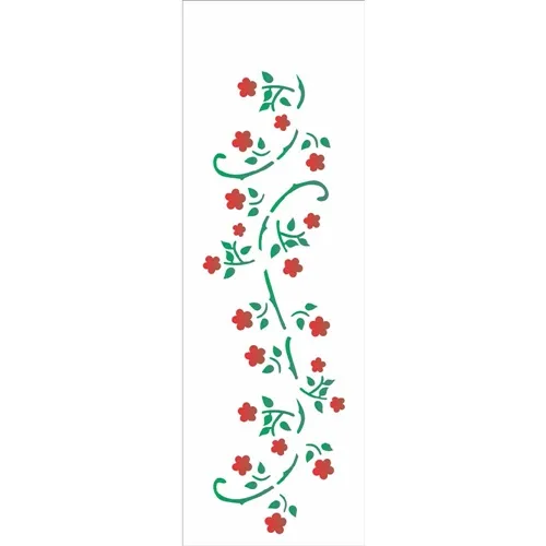 Stencil - 10x30cm - Galhos e Florzinhas - OPA737 - Opa Criando Arte